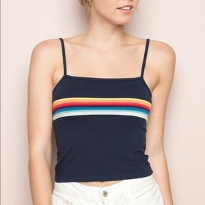 Brandy Melville navy tank with rainbow stripes